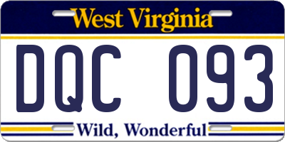 WV license plate DQC093