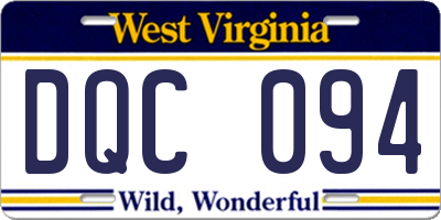 WV license plate DQC094