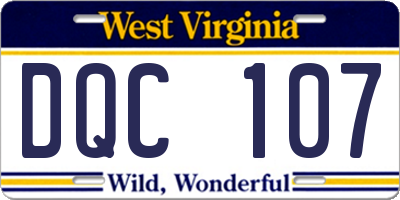 WV license plate DQC107