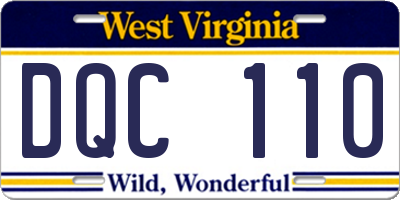 WV license plate DQC110