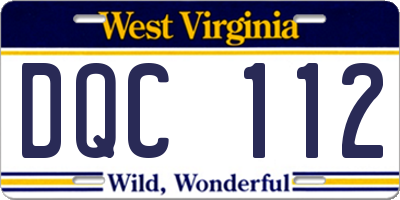 WV license plate DQC112