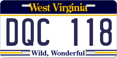 WV license plate DQC118