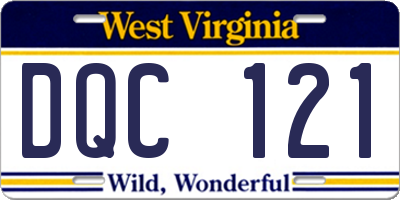 WV license plate DQC121
