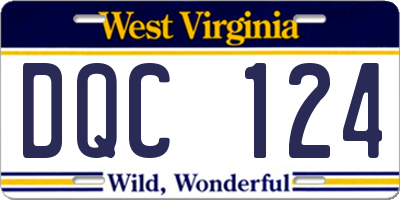 WV license plate DQC124
