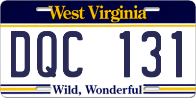 WV license plate DQC131