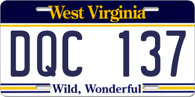 WV license plate DQC137