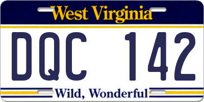 WV license plate DQC142