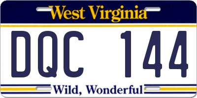 WV license plate DQC144