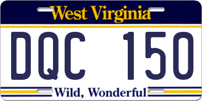 WV license plate DQC150