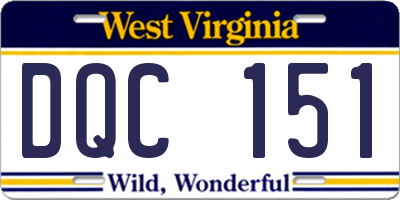 WV license plate DQC151