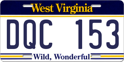 WV license plate DQC153