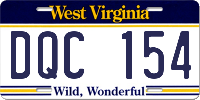 WV license plate DQC154