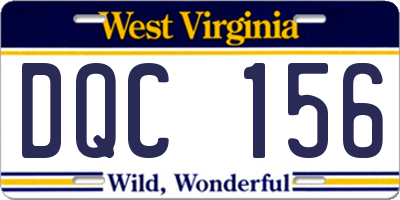 WV license plate DQC156