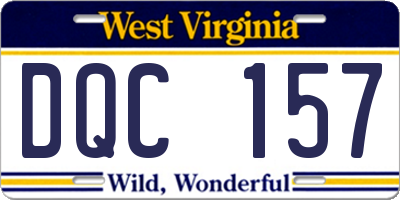 WV license plate DQC157