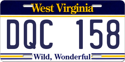WV license plate DQC158