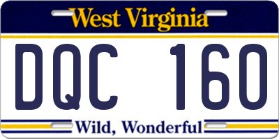 WV license plate DQC160