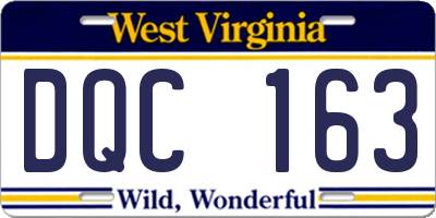 WV license plate DQC163
