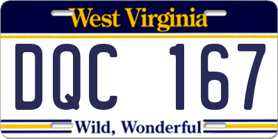 WV license plate DQC167