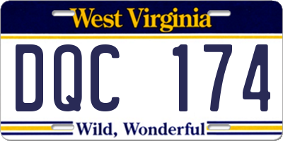 WV license plate DQC174