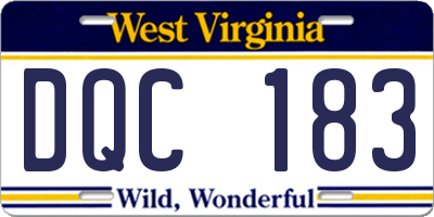 WV license plate DQC183