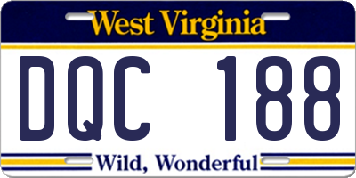 WV license plate DQC188