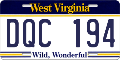 WV license plate DQC194