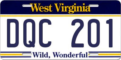 WV license plate DQC201