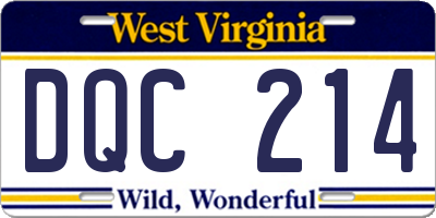 WV license plate DQC214