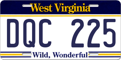 WV license plate DQC225