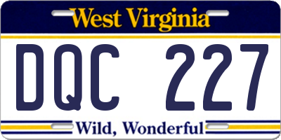 WV license plate DQC227