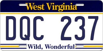 WV license plate DQC237