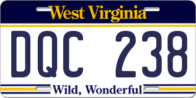 WV license plate DQC238