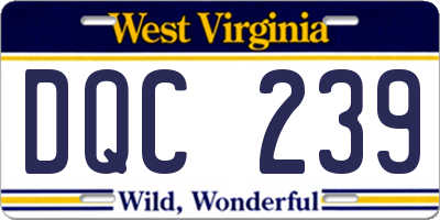 WV license plate DQC239