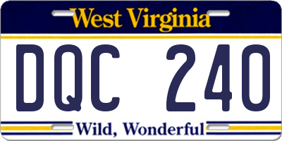 WV license plate DQC240