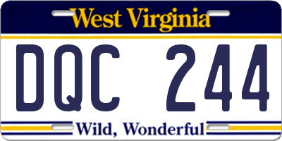 WV license plate DQC244