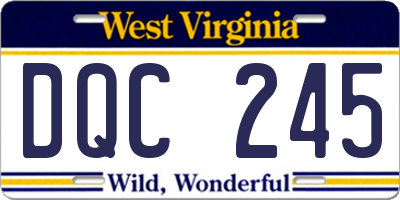 WV license plate DQC245
