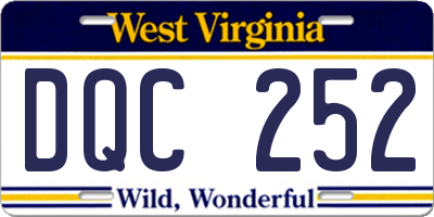 WV license plate DQC252