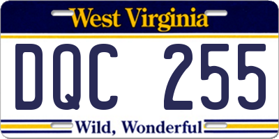 WV license plate DQC255