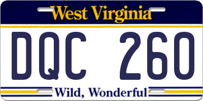 WV license plate DQC260