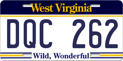 WV license plate DQC262