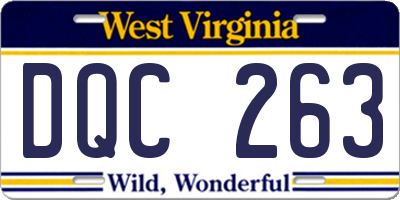 WV license plate DQC263