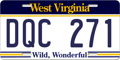 WV license plate DQC271