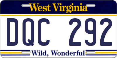 WV license plate DQC292