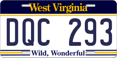 WV license plate DQC293