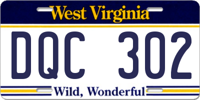 WV license plate DQC302