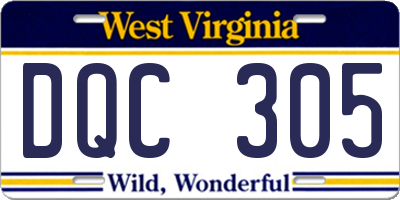WV license plate DQC305