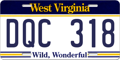 WV license plate DQC318