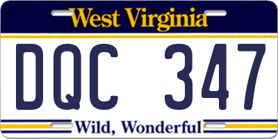 WV license plate DQC347