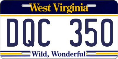 WV license plate DQC350