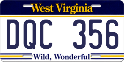 WV license plate DQC356